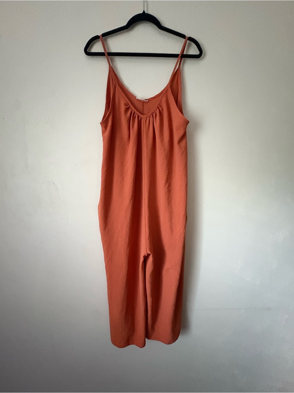 See You Monday Rust Orange Sleeveless Jumpsuit with Thin Straps